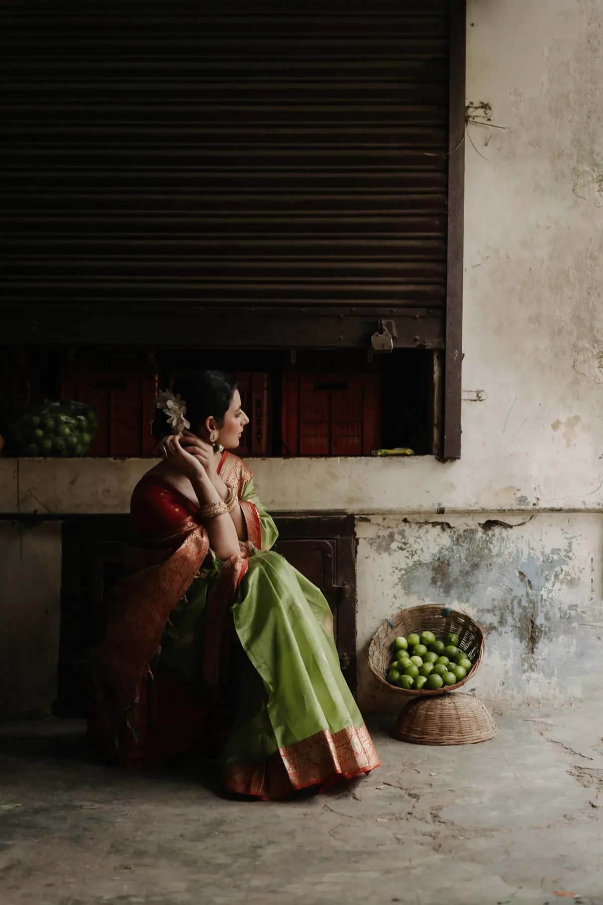Twilight teal — the Sandhya Drape.